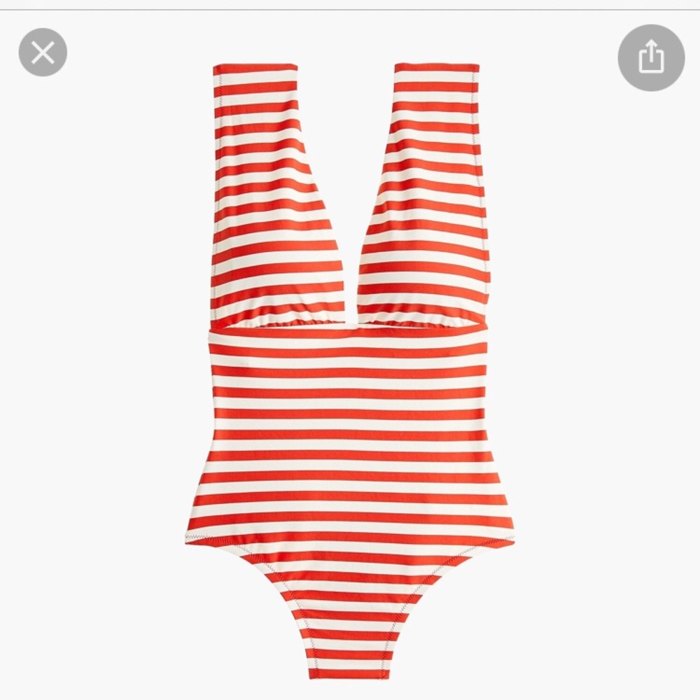 PLUNGE V-NECK ONE PIECE SWIMSUIT CLASSIC STRIPE 14